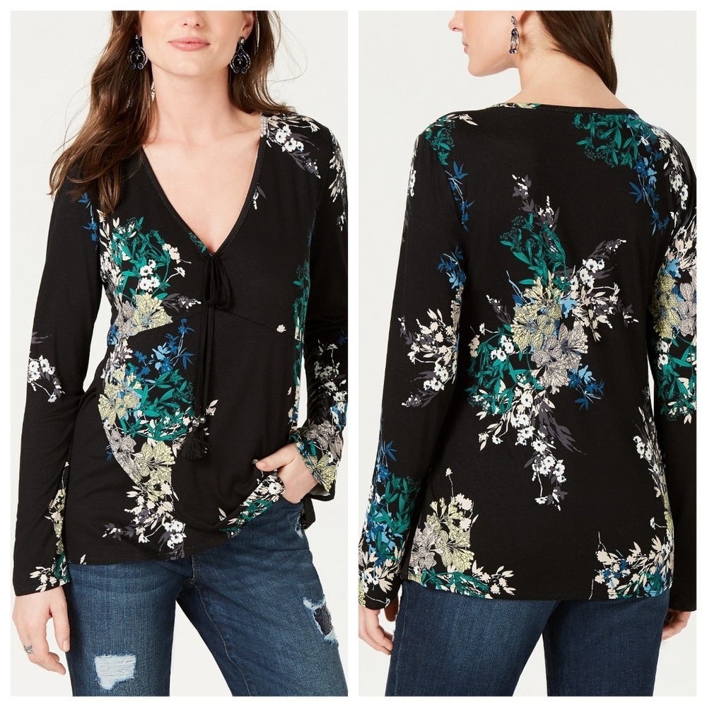 ♥ 2x$30 - Style & Co Floral-Print Faux-Wrap Top